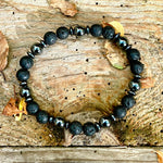 ♞ Bracciale in Pietra Lavica ed Ematite