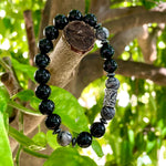 Bracelet in Black Agate and Netstone Jasper