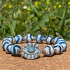 ♥︎ Bracelet en Agates Dzi Bleues et Blanches